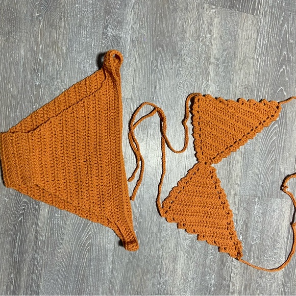 Crochet Bikini Top in Vibrant Orange - Picture 2 of 2